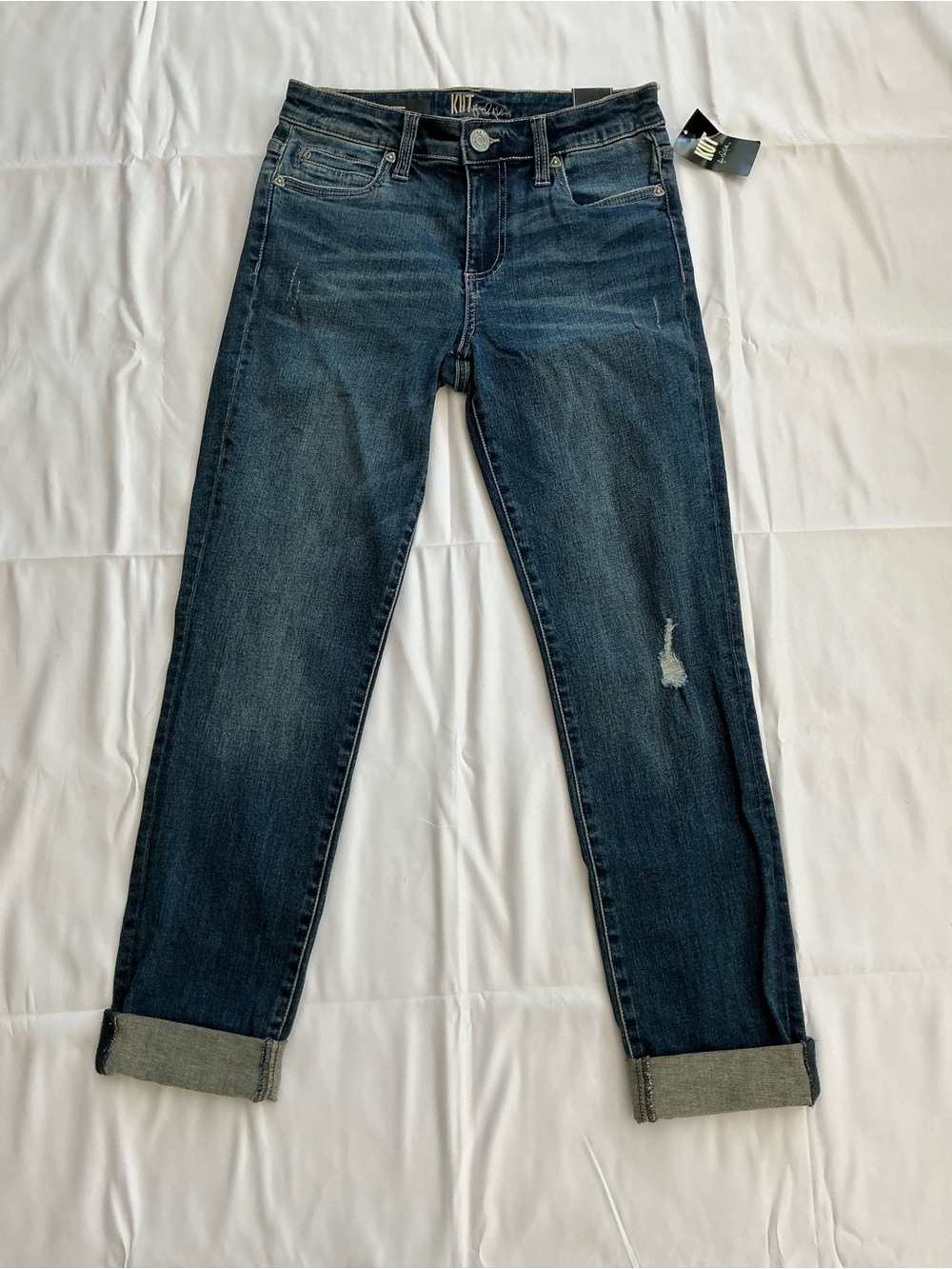Kut from the Kloth Dark Wash Boyfriend Jeans with Rolled Cuffs